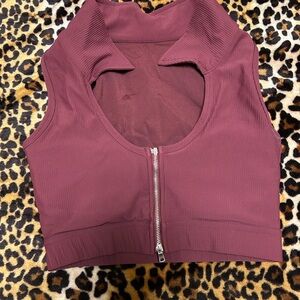 Red and Purple Fitted Crop Tank Top